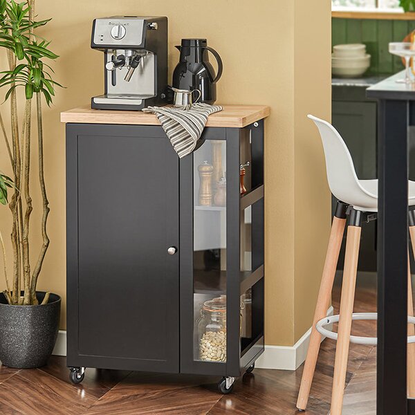 SoBuy FKW75-SCH Kuchyňský vozík Servírovací vozík Boční vozík Černá 60x90x40cm
