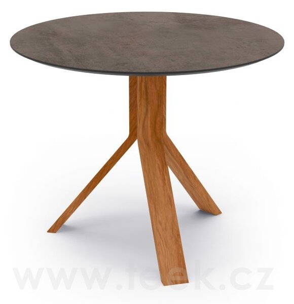 Stern Odkládací stolek Freddie, Stern, kulatý 65x53 cm, rám teak, deska HPL Cement light