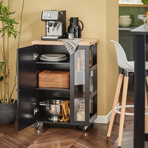 SoBuy FKW75-SCH Kuchyňský vozík Servírovací vozík Boční vozík Černá 60x90x40cm