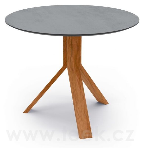Stern Odkládací stolek Freddie, Stern, kulatý 65x53 cm, rám teak, deska HPL Cement light