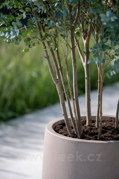 Pottery Pots Venkovní květináč kulatý Nax L, Taupe (barva béžová taupe), kolekce Natural, kompozit Fiberstone, průměr 50 cm x v 100 cm, objem cca 158 l