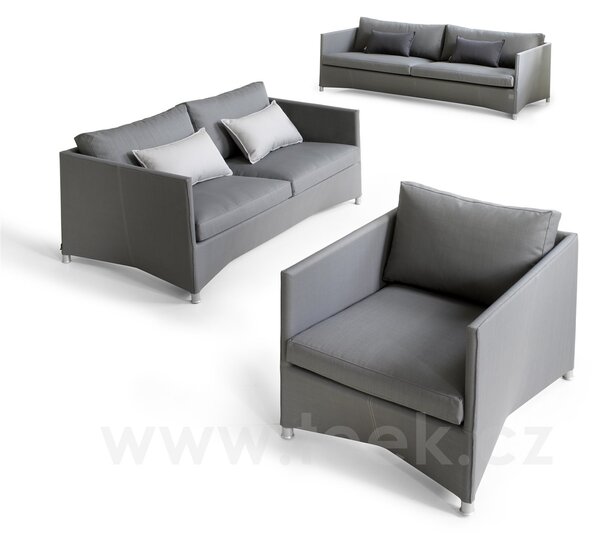 Cane-line 3-místná pohovka Diamond, Cane-line, 209x88x63 cm, rám hliník, výplet barva graphite, sedáky venkovní látka Airtouch grey