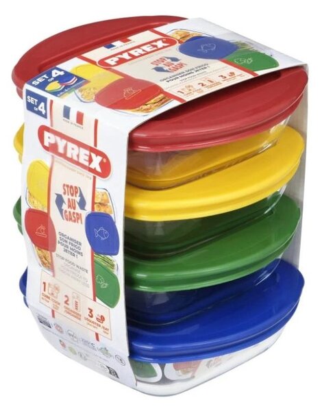 SADA 4x Skleněná dóza na potraviny PYREX 0,3 l