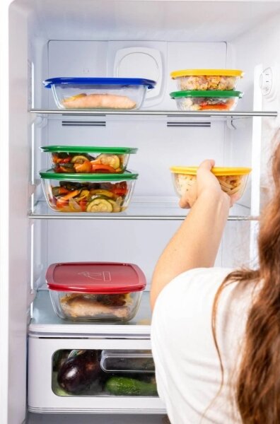 SADA 2x Skleněná dóza na potraviny PYREX 1,2/2,5 l