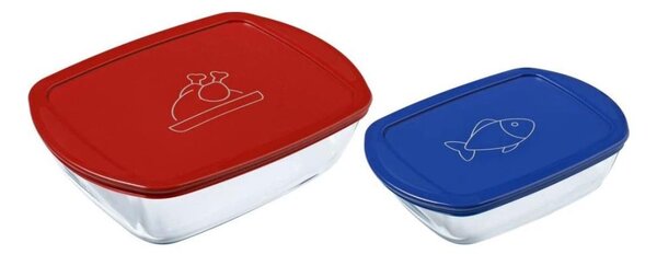 SADA 2x Skleněná dóza na potraviny PYREX 1,2/2,5 l