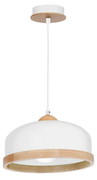 Závěsné svítidlo Studio, 1x dřevěné/bílé kovové stínítko, (fi 32cm), w/br