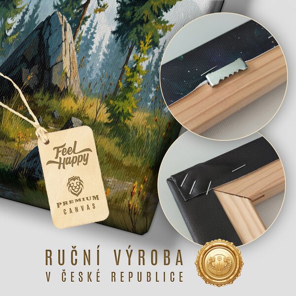 Obraz na plátně - Lesní stezka ve stínu hor FeelHappy.cz Velikost obrazu (šířka x výška): 60 x 20 cm