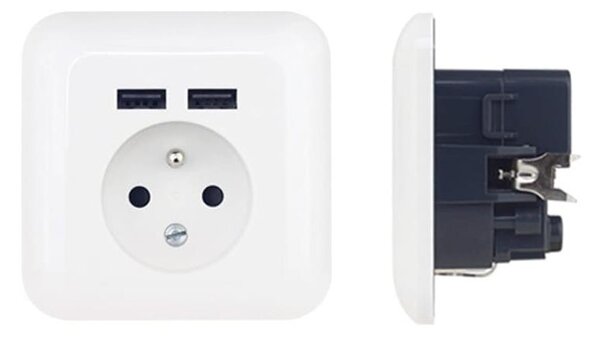 Zásuvka domovní s USB FRENCH 250V/16A
