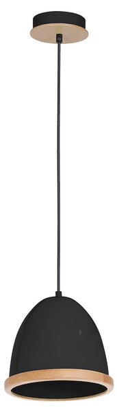 Závěsné svítidlo Studio, 1x dřevěné/černé kovové stínítko, (fi 21cm), b/br