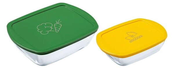 SADA 2x Skleněná dóza na potraviny PYREX 1,2/2,5 l
