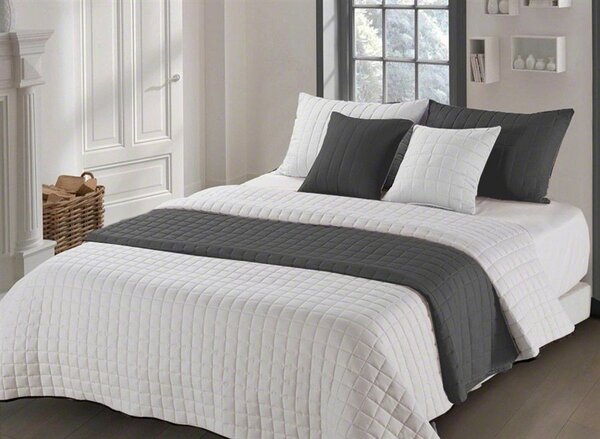 Oboustranný béžovo šedý přehoz na manželskou postel 200 x 220 cm