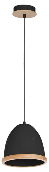 Závěsné svítidlo Studio, 1x dřevěné/černé kovové stínítko, (fi 21cm), b/br