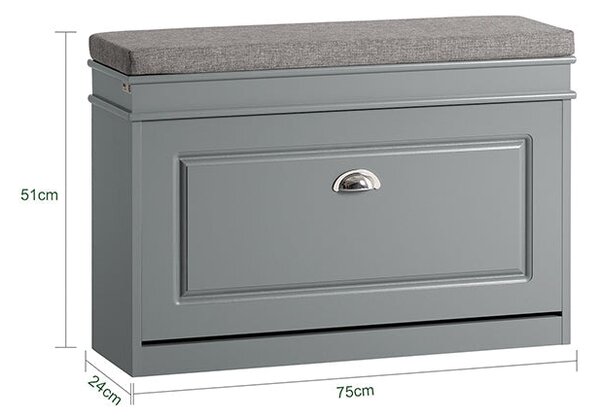 SoBuy FSR82-L-HG Botník Lavice s botníkem Světle šedý 75x51x24cm