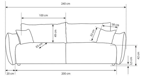 Pohovka ALLORA | 240 cm | rozkládací + úložný prostor | VÝBĚR TKANIN