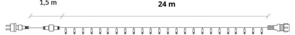 LED světelný řetěz - 25,5m, 300LED, IP44, modrá