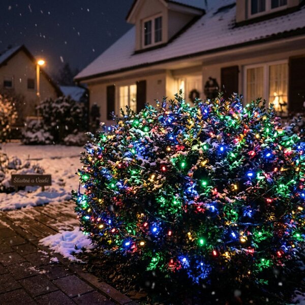 LED světelný řetěz - 25,5m, 300LED, IP44, multicolor