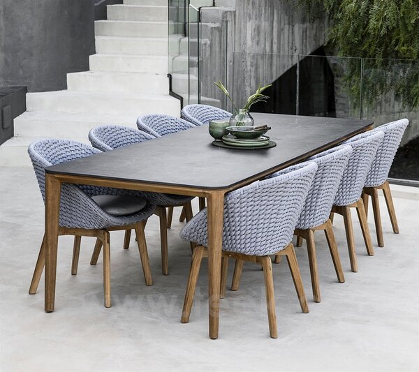 Cane-line Jídelní venkovní stůl Aspect, Cane-line, 280x100x74 cm, tám teak, deska keramika dekor fossil black