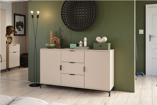 Komoda se zásuvkami a dvířky LORA 150x85x40 cm béžová