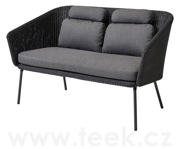 Cane-line Jídelní lavice Mega, Cane-line, 135x71x84 cm, rám kov, výplet umělý ratan barva graphite, sedáky venkovní látka AirTouch grey