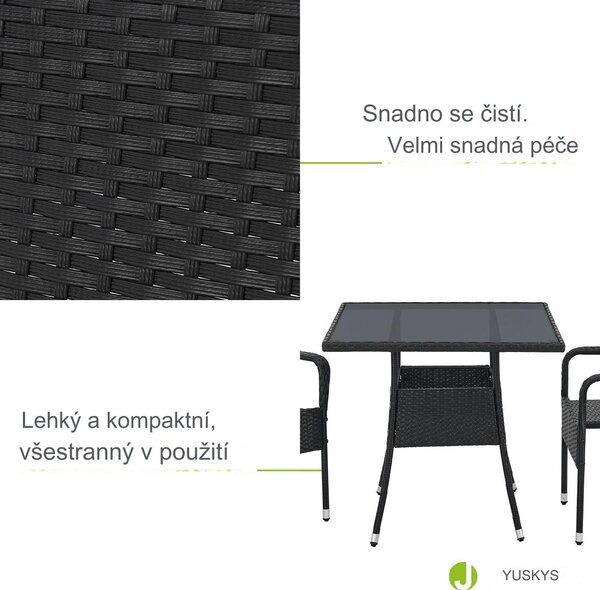 Juskys Ratanový stůl Yoro - černá