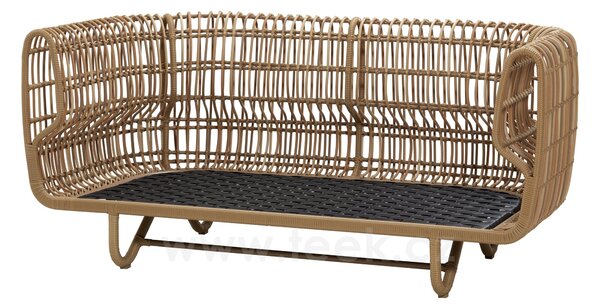 Cane-line 2-místná pohovka Nest, Cane-line, 165x88x73 cm, rám hliník, výplet umělý ratan barva white, sedáky venkovní látka Natté white