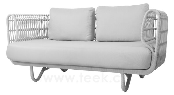 Cane-line 2-místná pohovka Nest, Cane-line, 165x88x73 cm, rám hliník, výplet umělý ratan barva white, sedáky venkovní látka Natté white