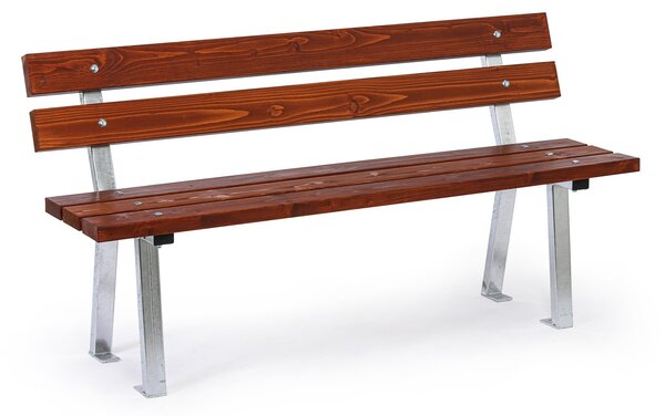 Venkovní lavička WOODY s opěradlem 1+1 ZDARMA, zinkovaná, 1500 mm, mahagon tmavý