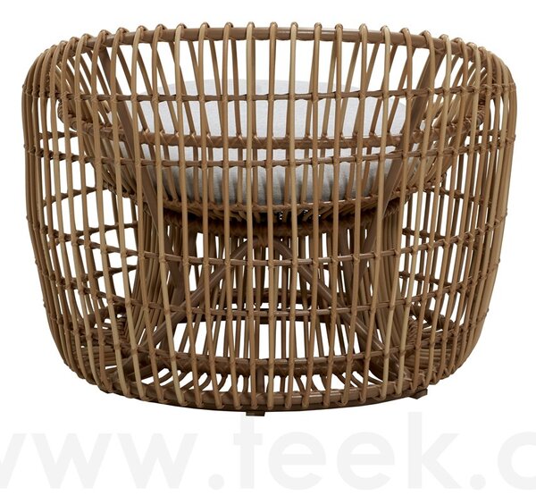 Cane-line Nízké kulaté křeslo Nest, Cane-line, rám hliník, výplet umělý ratan barva white, sedáky venkovní látka Natté white