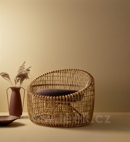 Cane-line Nízké kulaté křeslo Nest, Cane-line, rám hliník, výplet umělý ratan barva white, sedáky venkovní látka Natté white