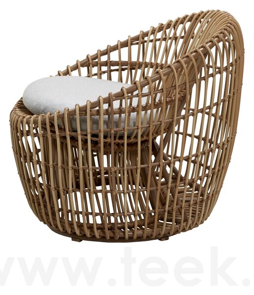Cane-line Nízké kulaté křeslo Nest, Cane-line, rám hliník, výplet umělý ratan barva white, sedáky venkovní látka Natté white