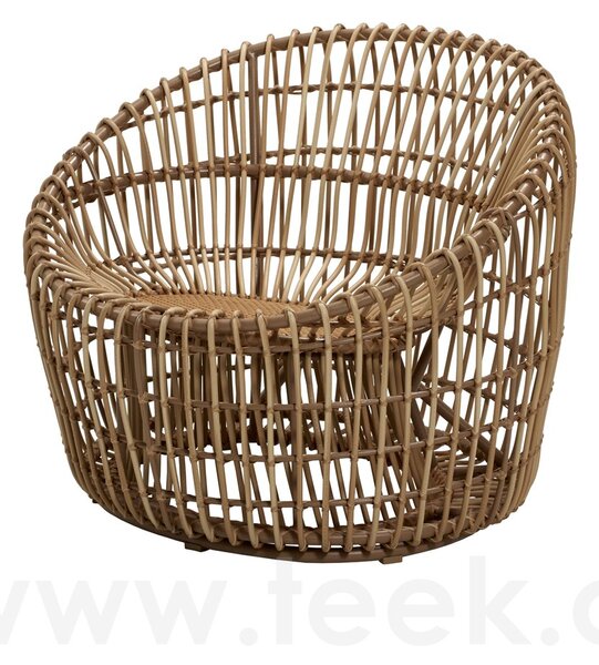 Cane-line Nízké kulaté křeslo Nest, Cane-line, rám hliník, výplet umělý ratan barva white, sedáky venkovní látka Natté white