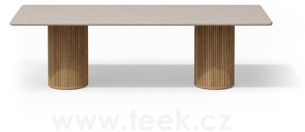 Tribu Jídelní stůl Otto, Tribu, obdélníkový 290x110x75 cm, rám teak, deska přírodní kámen travertine
