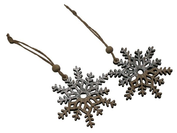 Dřevěné vločky k zavěšení – 2 ks 7cm 3001132
