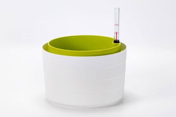 Plastia Samozavlažovací květináč Berberis 26 cm bez závěsu bílá/zelená