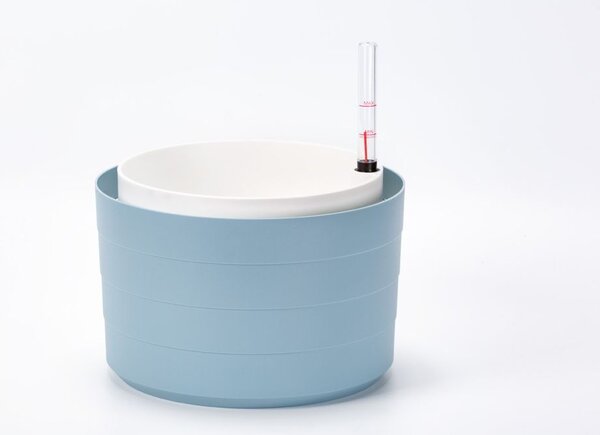 Plastia Samozavlažovací květináč Berberis 26 cm bez závěsu šedomodrá/bílá