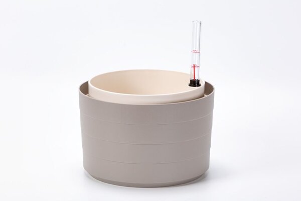 Plastia Samozavlažovací květináč Berberis 26 cm - taupe/slonová kost