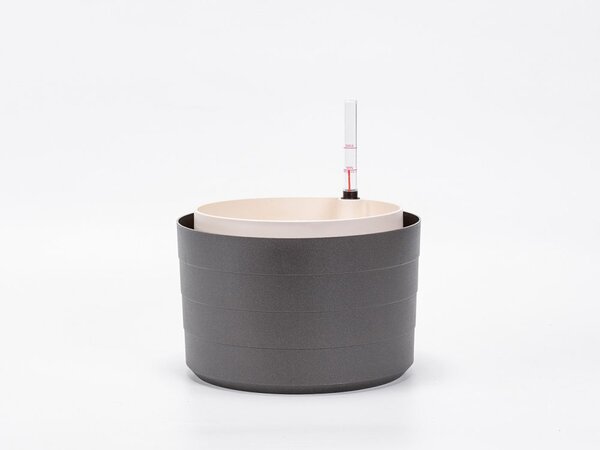 Plastia Samozavlažovací květináč Berberis 26 cm bez závěsu antracit/slonová kost