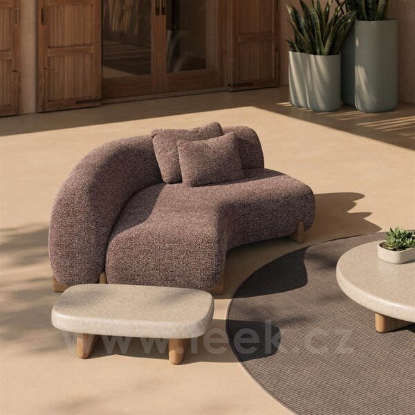 Vondom Nízký stolek Milos, Vondom, čtvercový 80x80x24 cm, rám dřevo iroko, deska beton