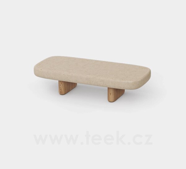 Vondom Nízký stolek Milos, Vondom, obdélníkový 100x45x24 cm, rám dřevo iroko, deska beton