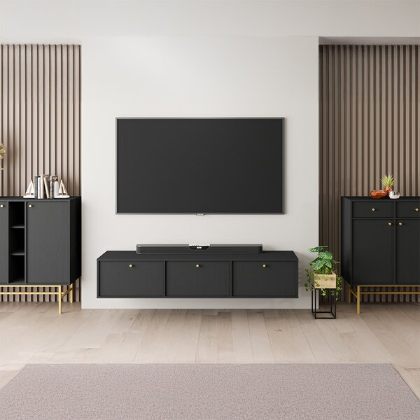 TOKYO 4 c | TV stolek RTV 303 | 180 cm | černá grafit/zlatá