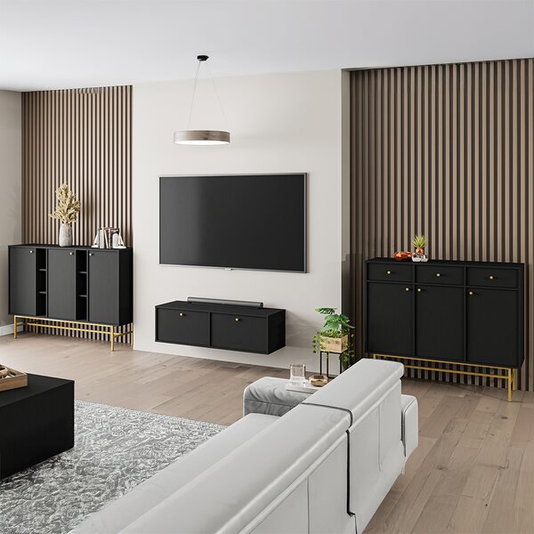 TOKYO 4 c | TV stolek RTV 302 | 120,6 cm | černá grafit/zlatá