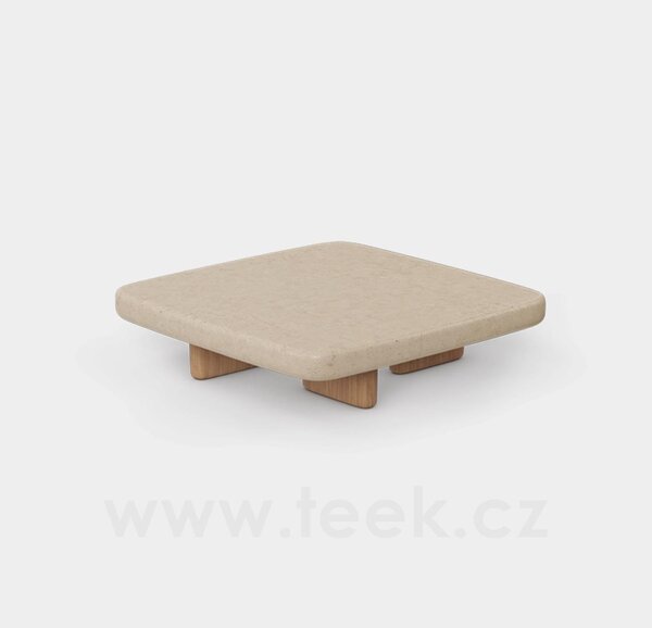 Vondom Nízký stolek Milos, Vondom, čtvercový 100x100x25 cm, rám dřevo iroko, deska beton