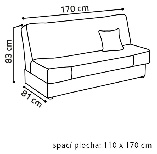 Pohovka GABI | 170 cm | rozkládací + úložný prostor | VÝBĚR TKANIN