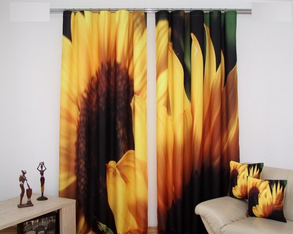 Dvoudílný závěs do obýváku se slunečnicemi