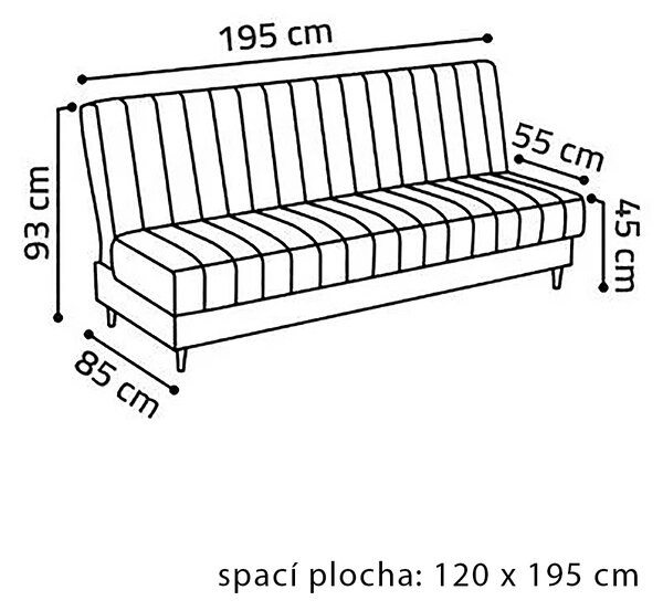 Pohovka KLARA | 195 cm | rozkládací + úložný prostor | crown 07 tmavě červená