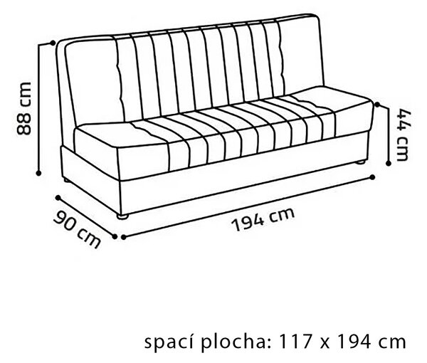 Pohovka DIANA | 194 cm | rozkládací + úložný prostor | VÝBĚR TKANIN