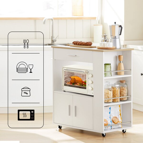 SoBuy FKW113-WN Servírovací vozík Kuchyňský vozík Kuchyňský ostrůvek Bílý 75x83x46cm