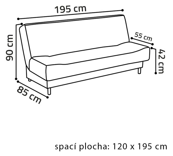 Pohovka LIVA | 195 cm | rozkládací + úložný prostor | VÝBĚR TKANIN