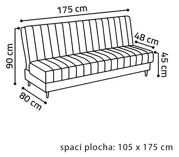 Pohovka KLARA MINI | 175 cm | rozkládací + úložný prostor | VÝBĚR TKANIN