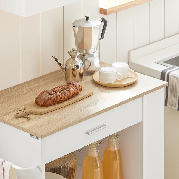 SoBuy FKW113-WN Servírovací vozík Kuchyňský vozík Kuchyňský ostrůvek Bílý 75x83x46cm